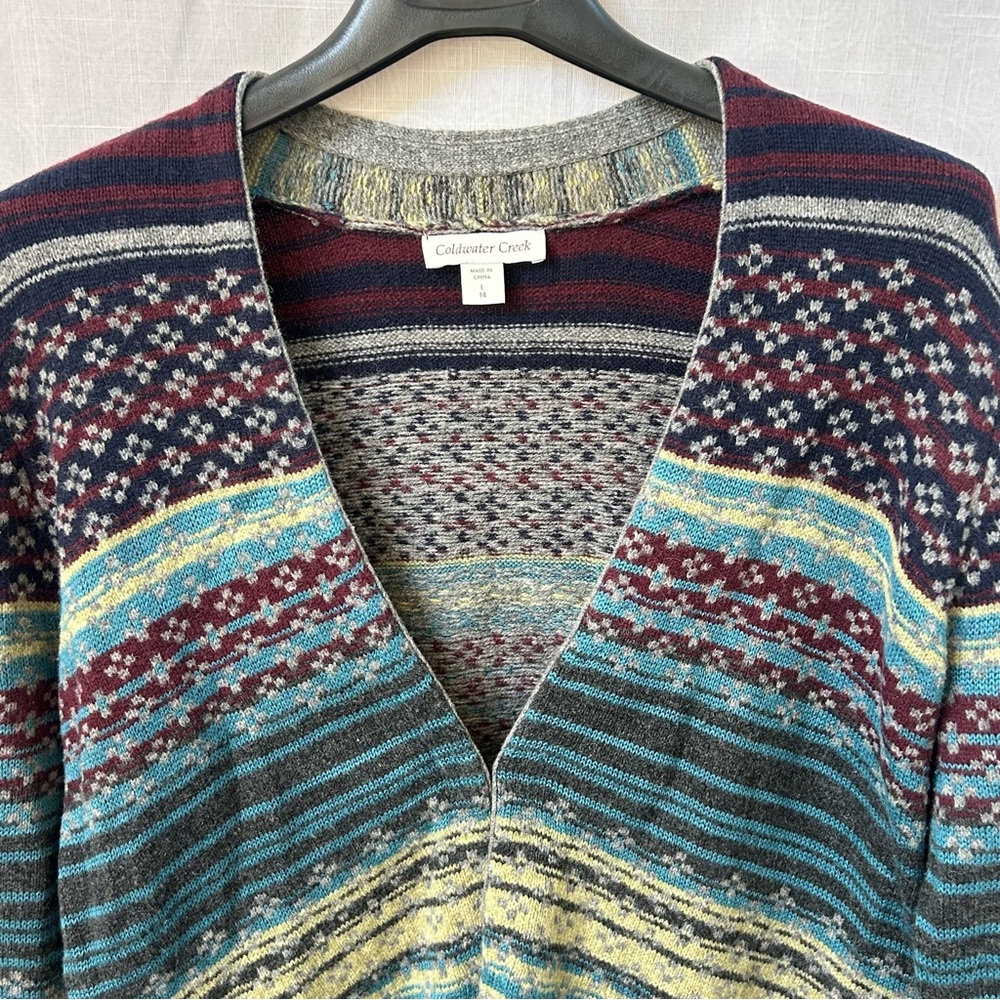 Coldwater Creek Blue and Brown Cardigan Sweater - Picture 4 of 13